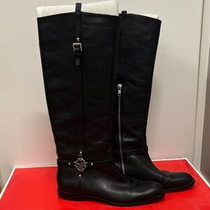 Coach Black Leather Mulan Riding Boots